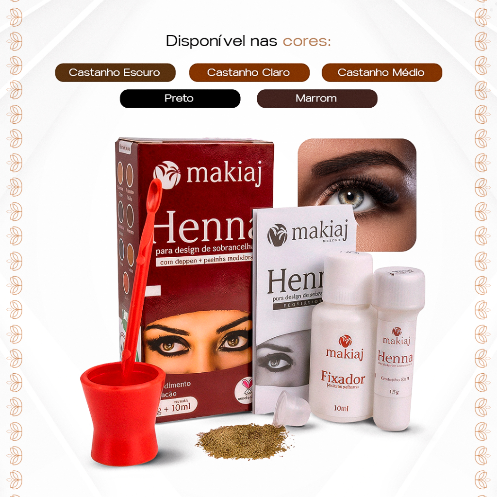 Henna Para Desing De Sobrancelhas Makiaj Promoção Original em Oferta na Shopee