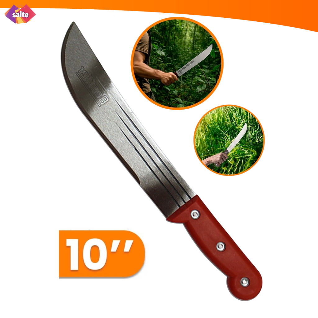 Facão Para Mato De Aço Cabo Laranja 10" Polegadas 25cm