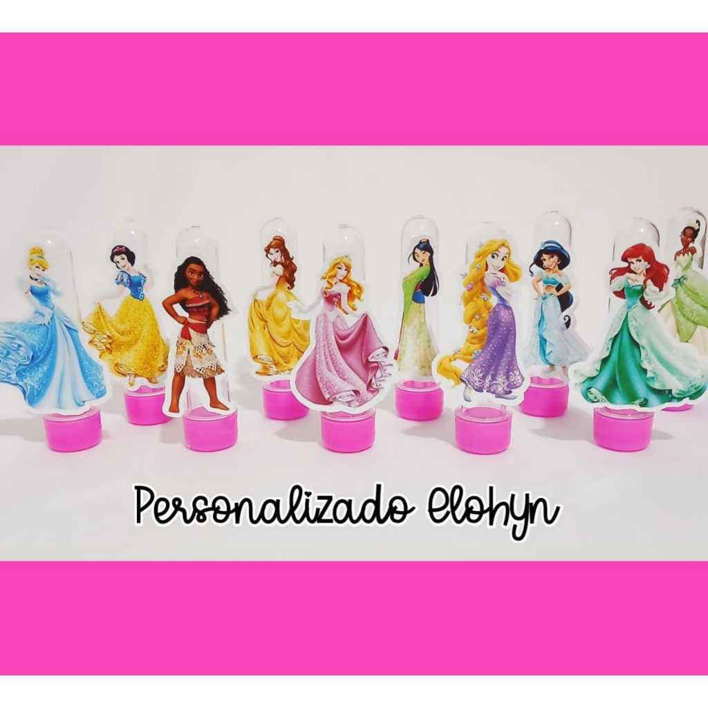 10 Tubetes + Apliques 3D Personalizado Lembrancinha Princesas