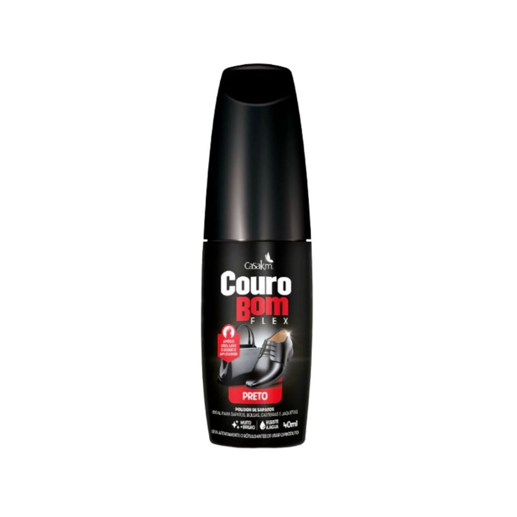 Polidor de Sapatos Preto Couro Bom Flex Casa KM 40ml