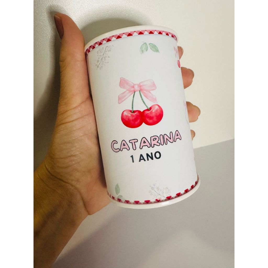 Cofrinho Personalizado cerejinha - lembrancinha personalizada cerejinha - cofre