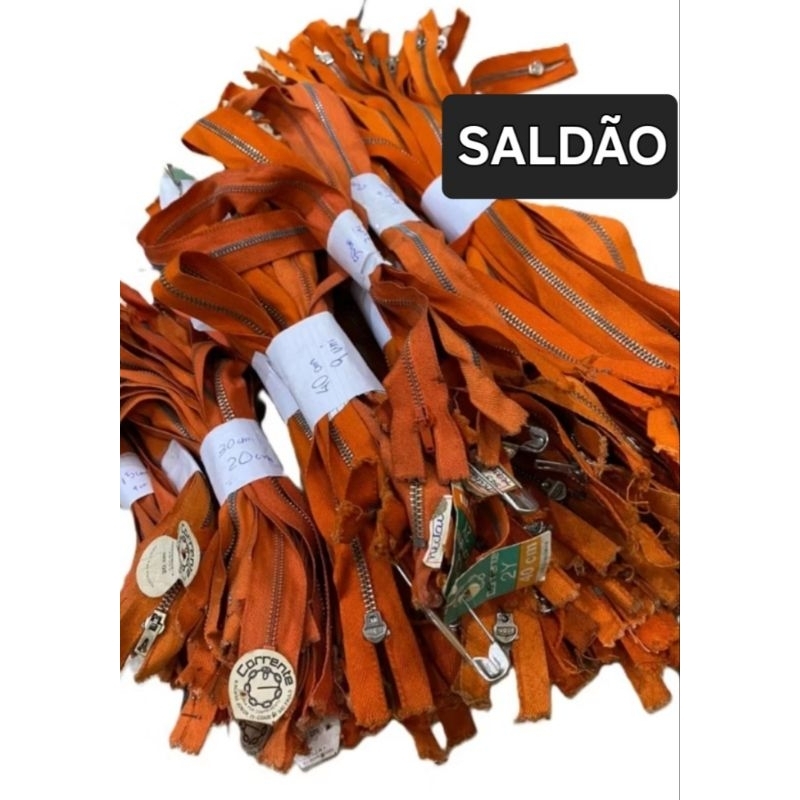 Zíper grosso  kits com vários tamanhos cor laranja cenoura ATACADO - corrente e outras marcas QUEIMA TOTAL