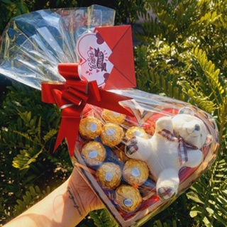 Cesta Coração com Ferrero Rocher Ursinho Cartãozinho e LED | Cesta Coração Presente Raffaello em Oferta na Shopee