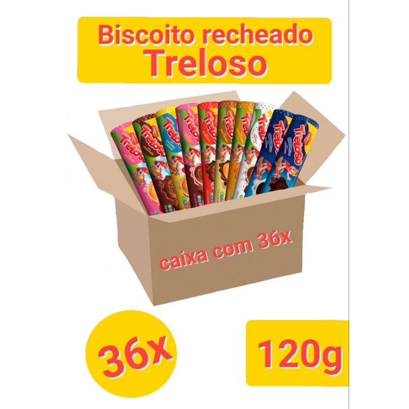 Biscoito recheado Treloso 120g caixa com 12x e 36x vitarella