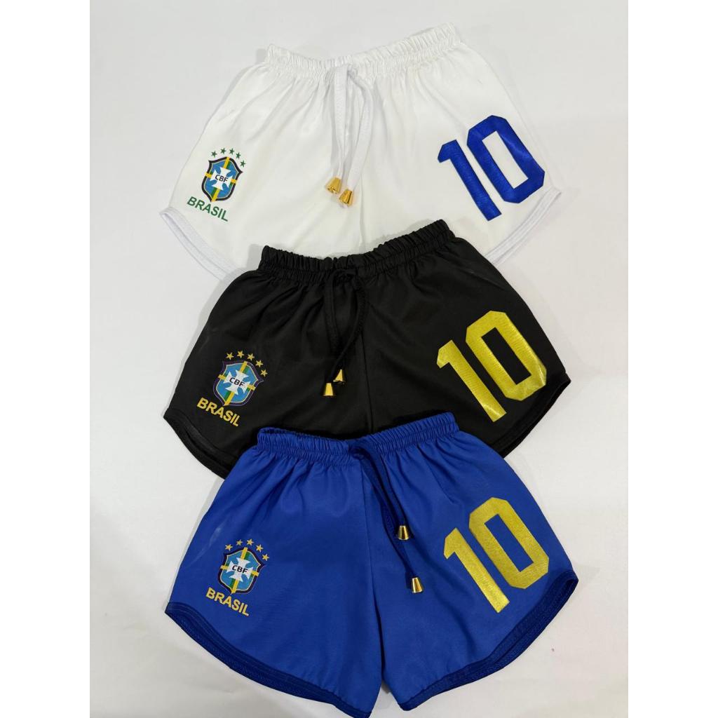 Kit C/3 Shorts Tactel do brasil estampado infantil Feminino Soltinho E Confortável 6meses a 10 anos