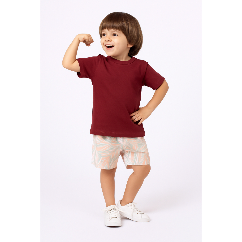 Camisa Camiseta Infantil Masculino Gola O Lisa Manga Curta Básica Malha Algodão