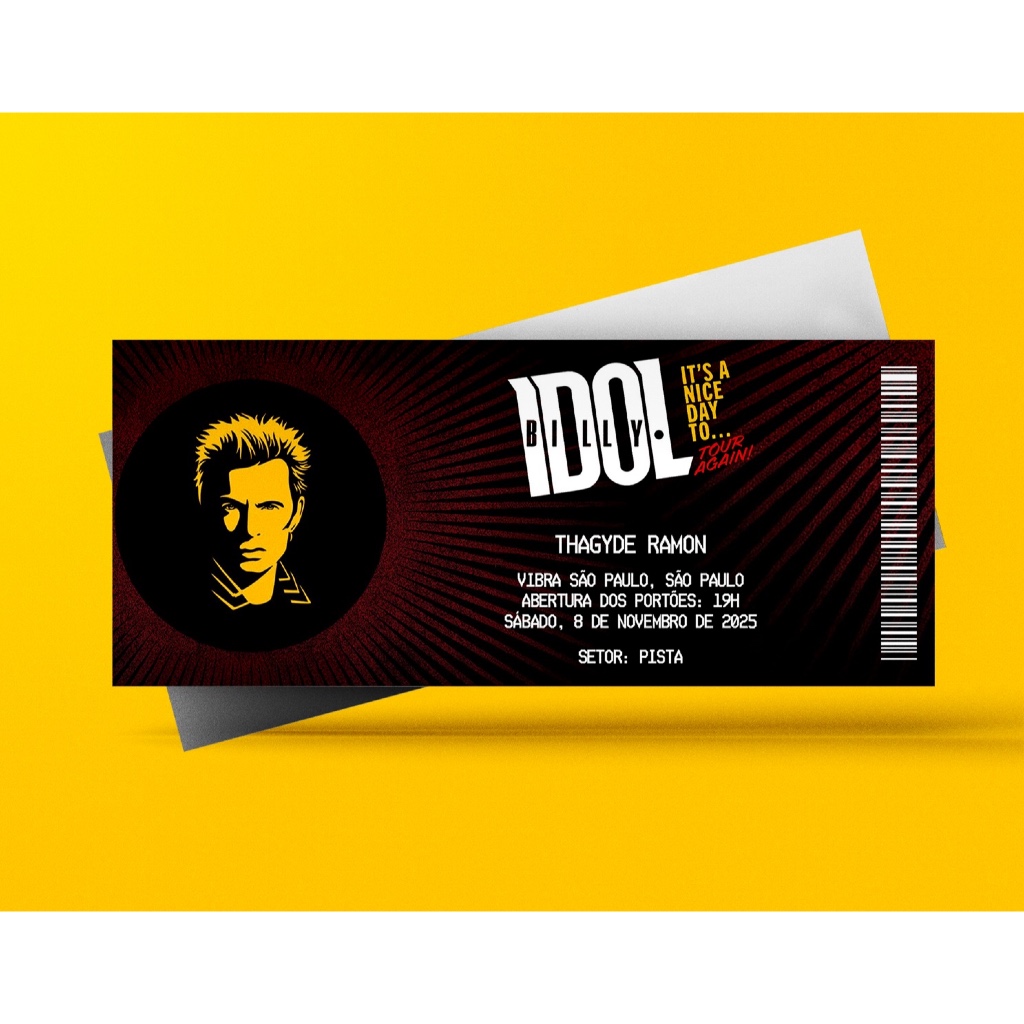 Ingresso Holográfico Personalizado Billy Idol - It's a Nice Day To...