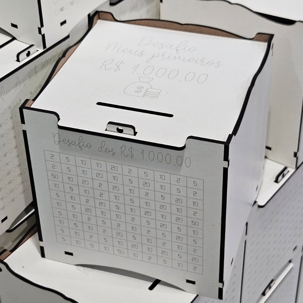 Cofre Desafio MDF, Junte 1mil - 5mil - 10mil ou 20mil - Caixa/Cofrinho/Dinheiro/Deposito/Casal em Oferta na Shopee