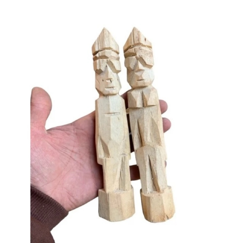 Omolangidi africano Boneco para vudu em madeira casal de vudu