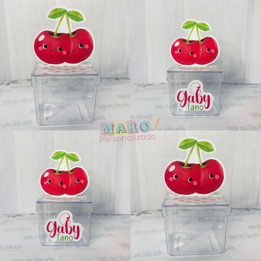 APLIQUES 3D Personalizados para Lembrancinhas | Nome + Tema | Para Caixinha 5x5 e Latinha | Cerejinha,Cereja