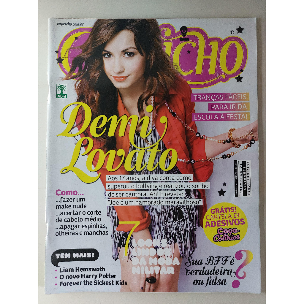 Revista Capricho Nº 1095 Demi Lovato Selena Gomez Liam Hemsworth Forever the Sickest Kids Harry Potter 2010