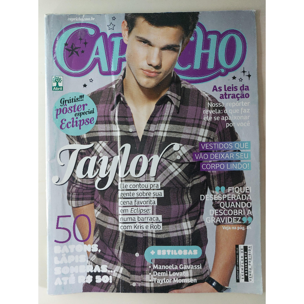 Revista Capricho Nº 1097 Taylor Lautner Eclipse Alexander Pettyfer Sterling Knight Demi Lovato Taylor Momsen 2010