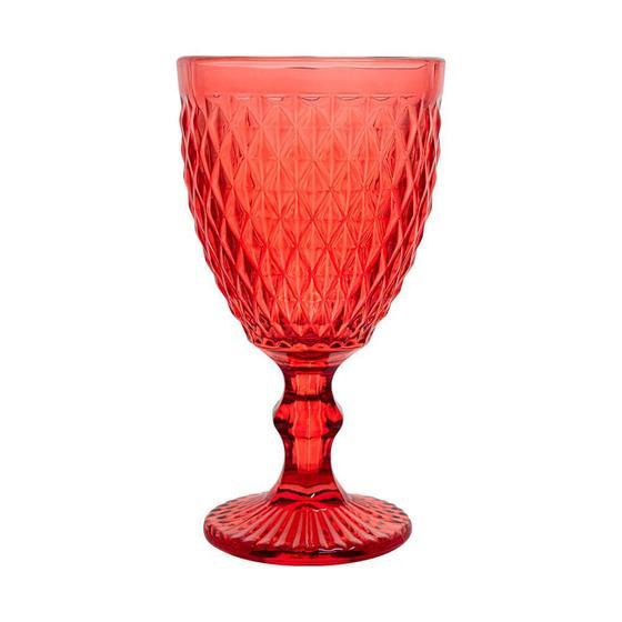 Taça de Vidro Vermelha 245ml Bico de Jaca /Diamond / Bico de Abacaxi – Taça para Vinho e Água