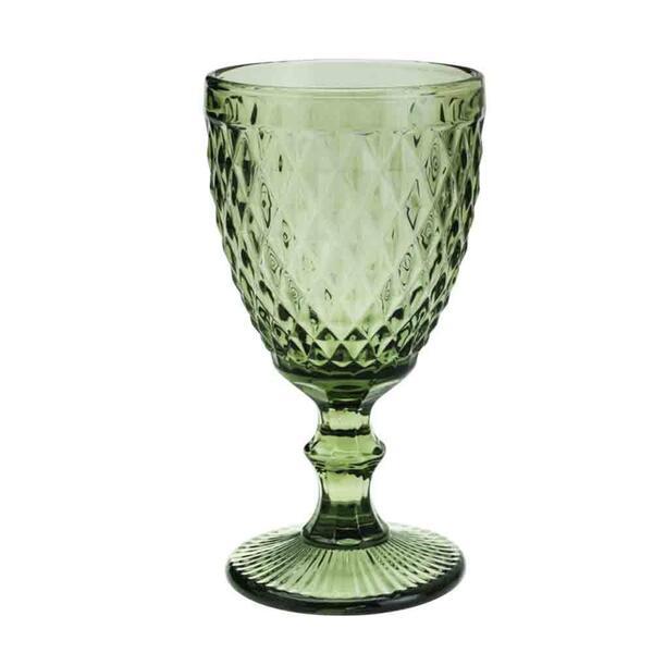 Taça de Vidro Verde 245ml Bico de Jaca /Diamond / Bico de Abacaxi – Taça para Vinho e Água