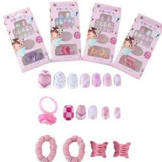 Kit Unhas Postiças Infantil com Adesivo Autocolante + Acessórios de Cabelo Vivai Cosméticos