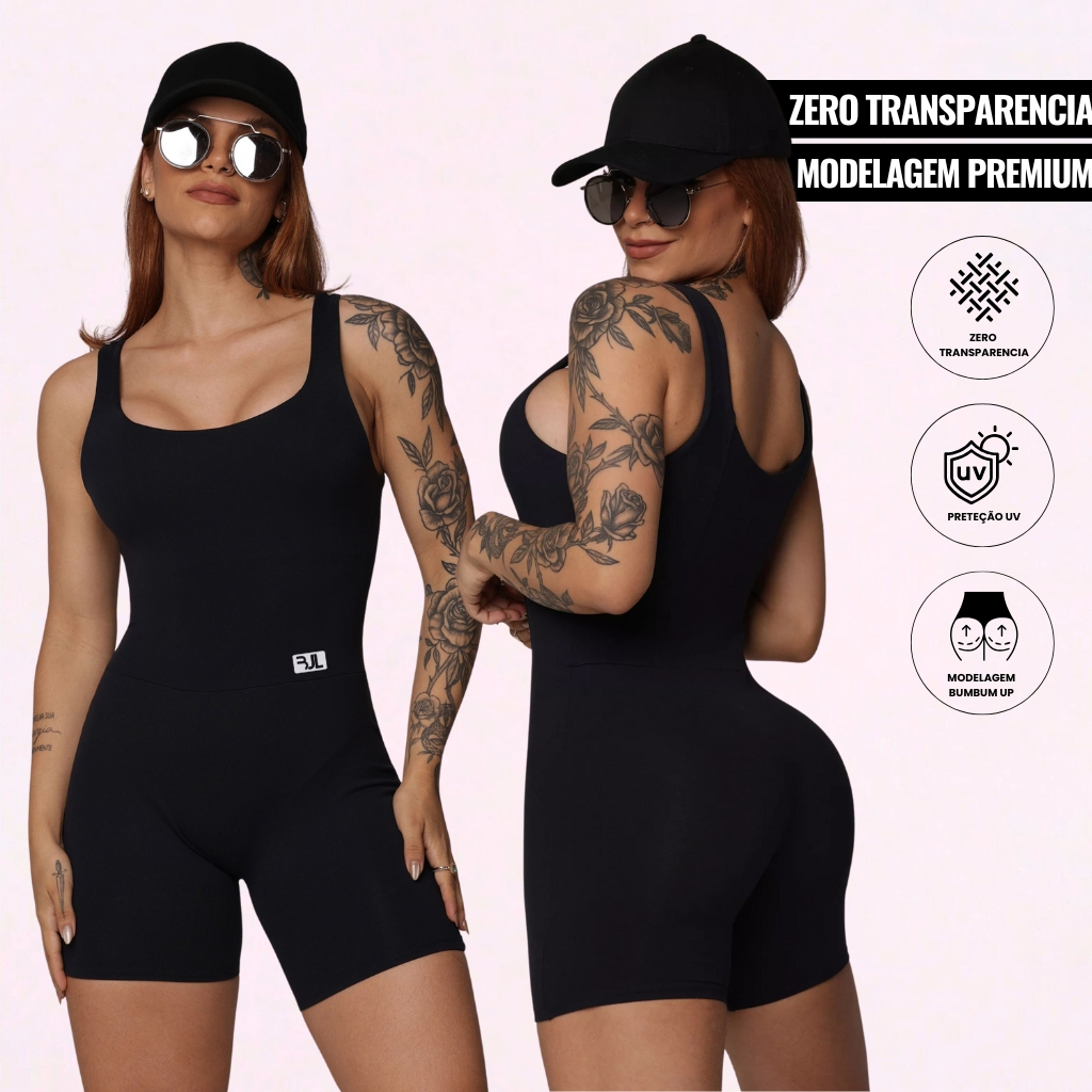 Macaquinho Fitness ZERO TRANSPARÊNCIA Treino Academia Feminino Crossfit Conforto sem Costura Frontal