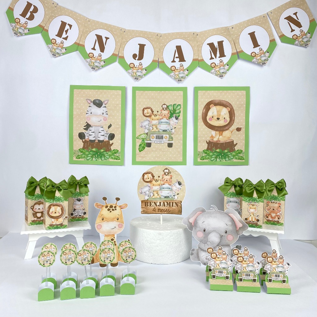 Kit festa só um bolinho Safari Baby  - Lembrancinhas, caixinhas personalizados, aniversário