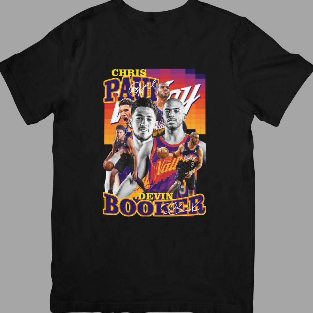 Camiseta estilo Streetwear Vintage NBA unissex basquete Devin Booker e Chris Paul