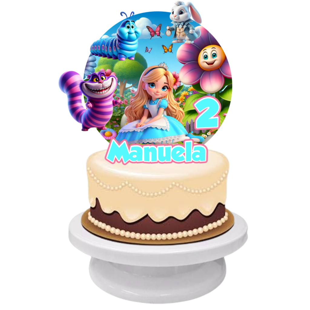 TOPO DE BOLO ALICE NO PAÍS DAS MARAVILHAS – FESTAS, ANIVERSÁRIO, DECORAÇÃO DE BOLO, ENFEITE DE MESA, ENFEITES