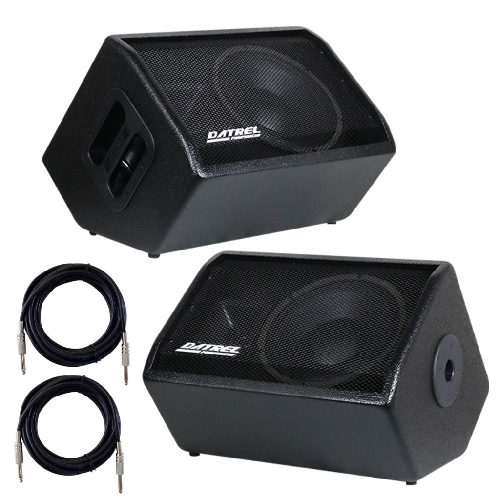 Kit 2 Caixas de Som 400w Watts Rms Monitor 10 Polegadas Passiva Profissional Retorno Palco + Cabos