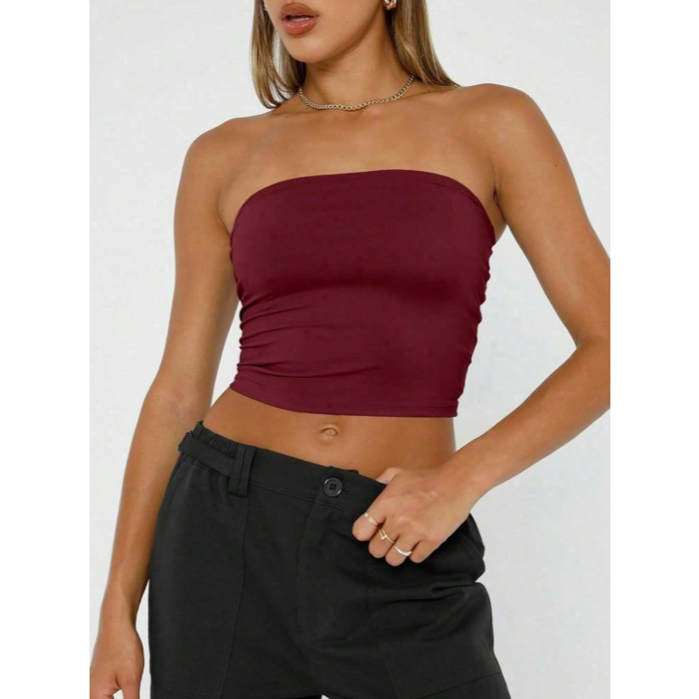 Top Tube Cropped Feminino Suplex Justo Tomara que Caia Moda Verão Básico Blogueira