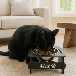 Comedouro PERSONALIZADO Elevado Com TAMPA Tigela Inox P/ Cães E Gatos