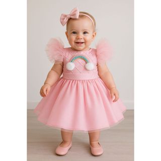 Vestido Ursinhos carinhos bebê luxo; arco iris em Oferta na Shopee