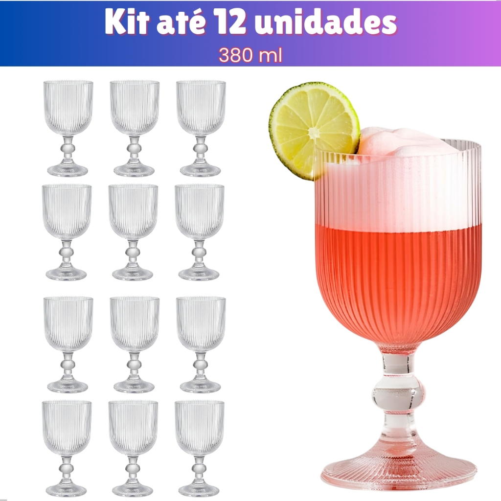 Jogo Taça de Vidro Grossa Até 12 Unidades Sofia Grafiato 380 ML Sofisticada e Elegante em Oferta na Shopee