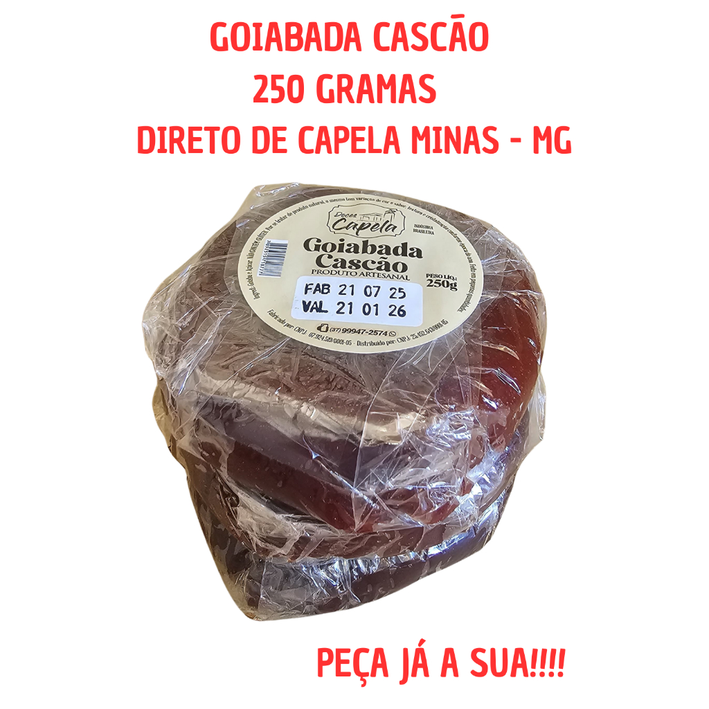 Goiabada Cascão Direto De Minas Doces Capela Embalada 250g