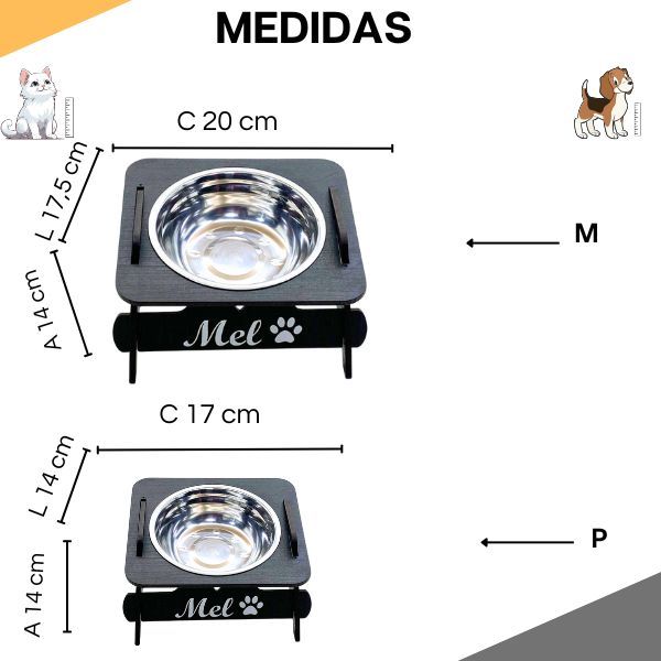 Comedouro PERSONALIZADO Elevado Com TAMPA Tigela Inox P/ Cães E Gatos — imagem 2 de 2