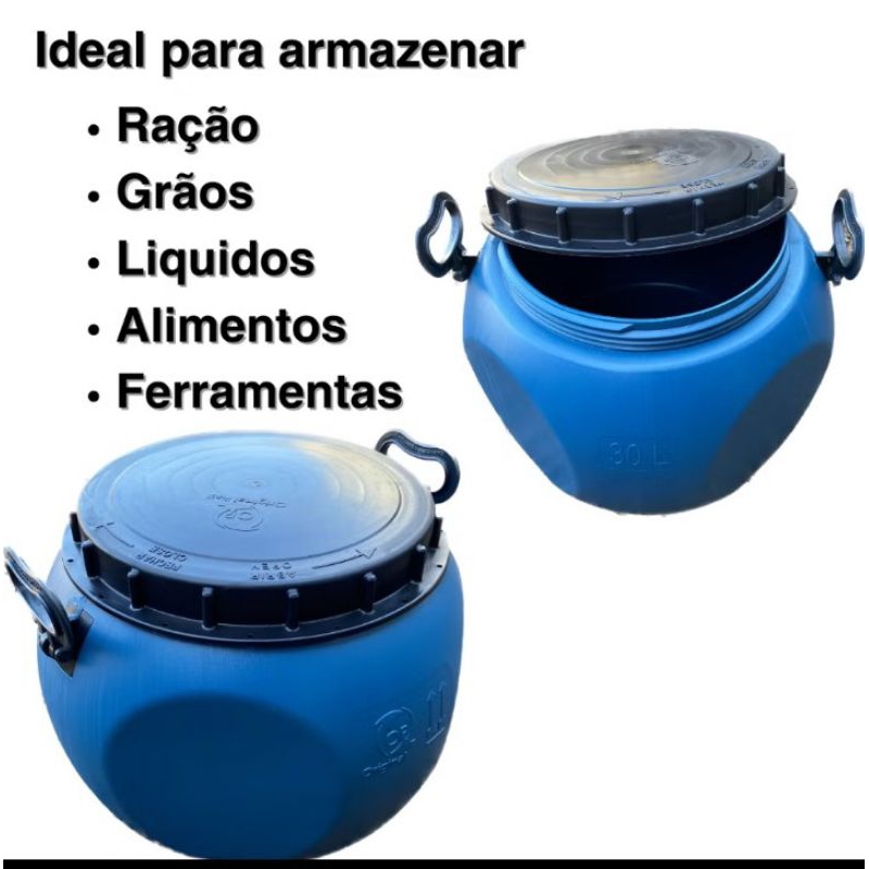 Barril Bombona 30 Litros Multiuso Grão Cereais Água - Nova