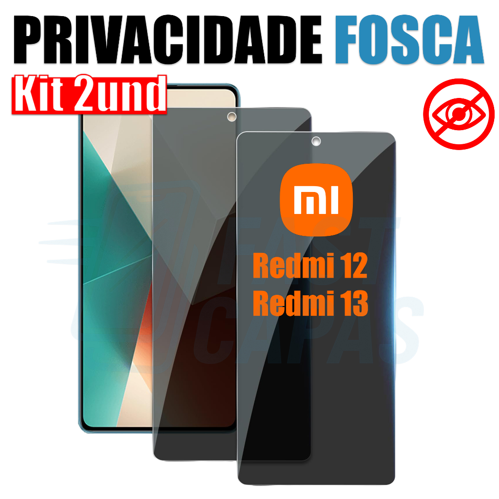 Kit 2 Películas Fosca Privacidade Xiaomi Redmi 12 e 13 – Nano Cerâmica Anti Reflexo e Anti Espiões em Oferta na Shopee