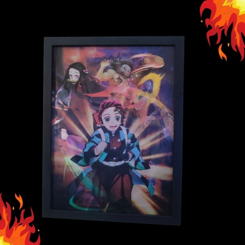 Quadro 3D/ Pôster/30x40 – Demon Slayer | Decoração Geek Anime