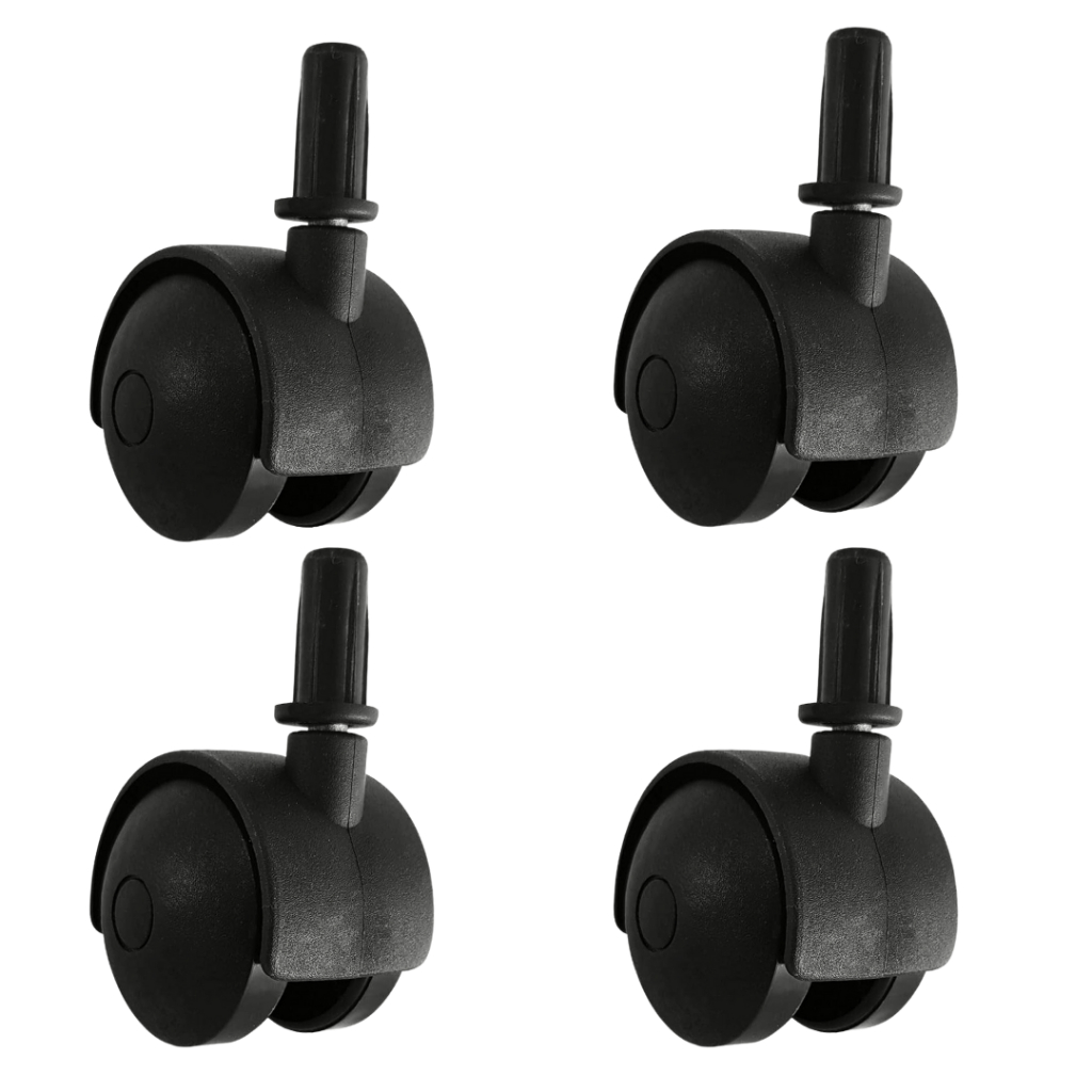 Kit com 4 Rodinhas giratórias 40mm Pino 6mm preto para Móveis