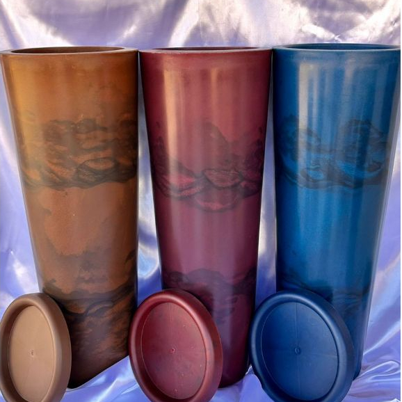 Vaso de Planta Ibiza Marmorizado em Polietileno | Leve, Elegante e Reciclável