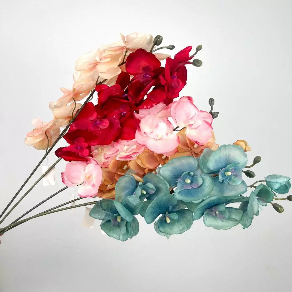 Orquídea Borboleta Artificial Bouquet de Flores Látex Phalaenopsis para Decoração de Casa e Festa de Casamento - A-517