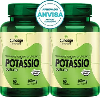 KIT 2x Potássio Quelato - 60 Cápsulas 160mg - Clinoage em Oferta na Shopee