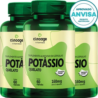 KIT 3x Potássio Quelato - 60 Cápsulas 160mg - Clinoage em Oferta na Shopee