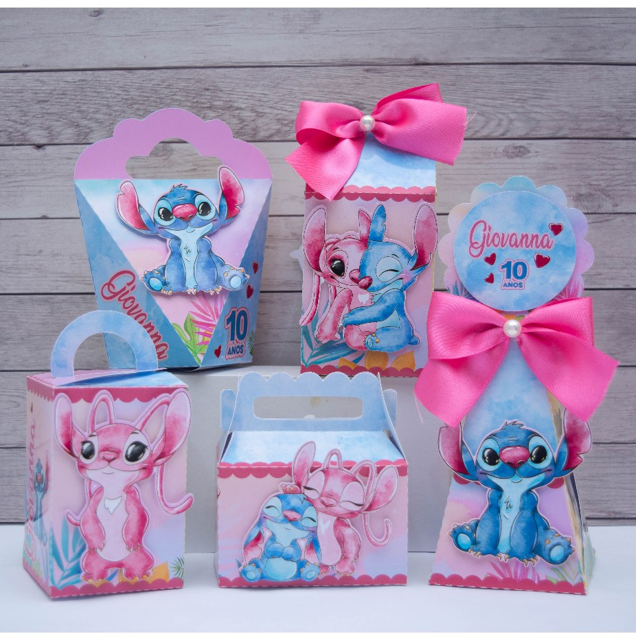 Caixinhas Personalizadas STITCH E ANGEL (pegue e monte) - Kit Caixas Para Festa