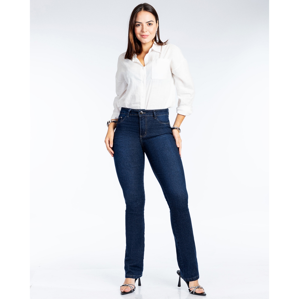 Calça Biotipo Jeans Feminina Reta Cal Fit Mulheres Altas Style Ref 31337