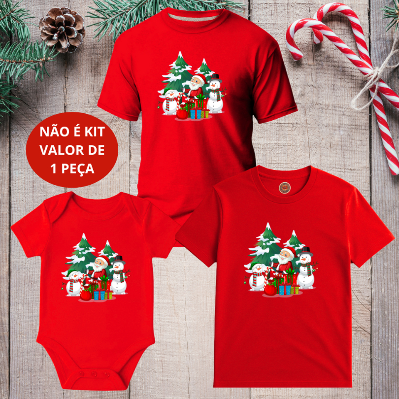 Monte seu kit Camiseta Adulto, Infantil e Body Bebê Unissex Presente Natal Merry Christmas NÃO É KIT - 1 PEÇA