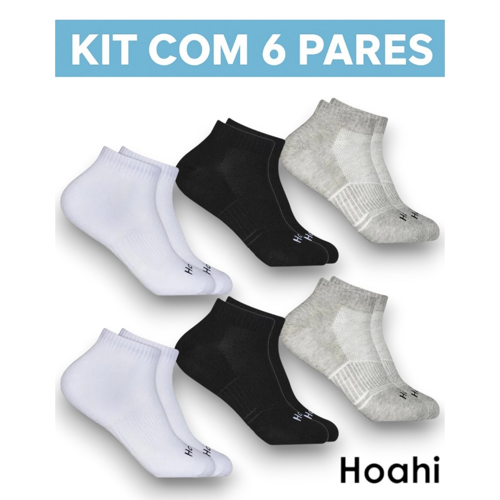 Kit Com 6 Pares De Meias Cano Curto Soquete  De Algodão Femininas e Masculinas Hoahi Atacado em Oferta na Shopee