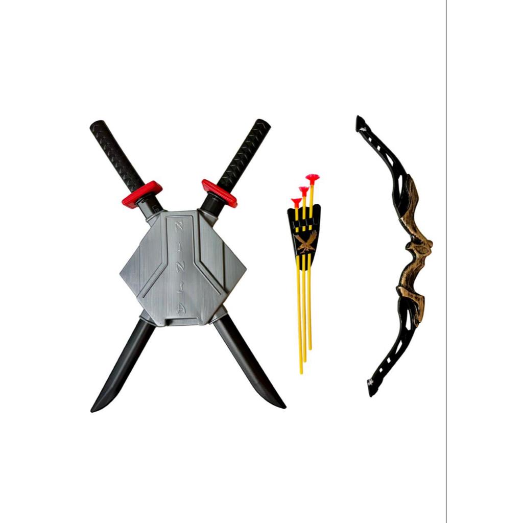 Kit Super Samurai Ninja Infantil 2 espadas com arco e flecha