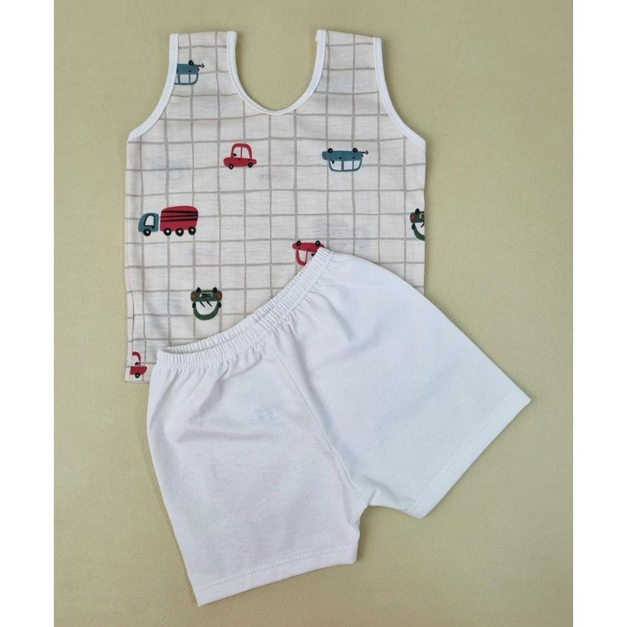 Conjunto Regata Estampada e Short Bebê Infantil Verão Menino - Catatau Baby
