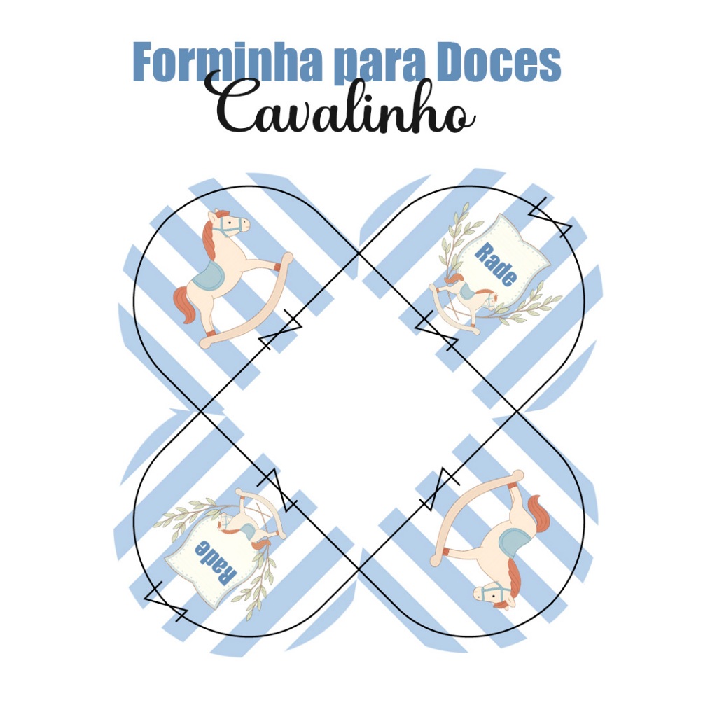 Forminha Personalizada Para Doces de Festa - Tema Cavalinho Chá de Bebê Menino