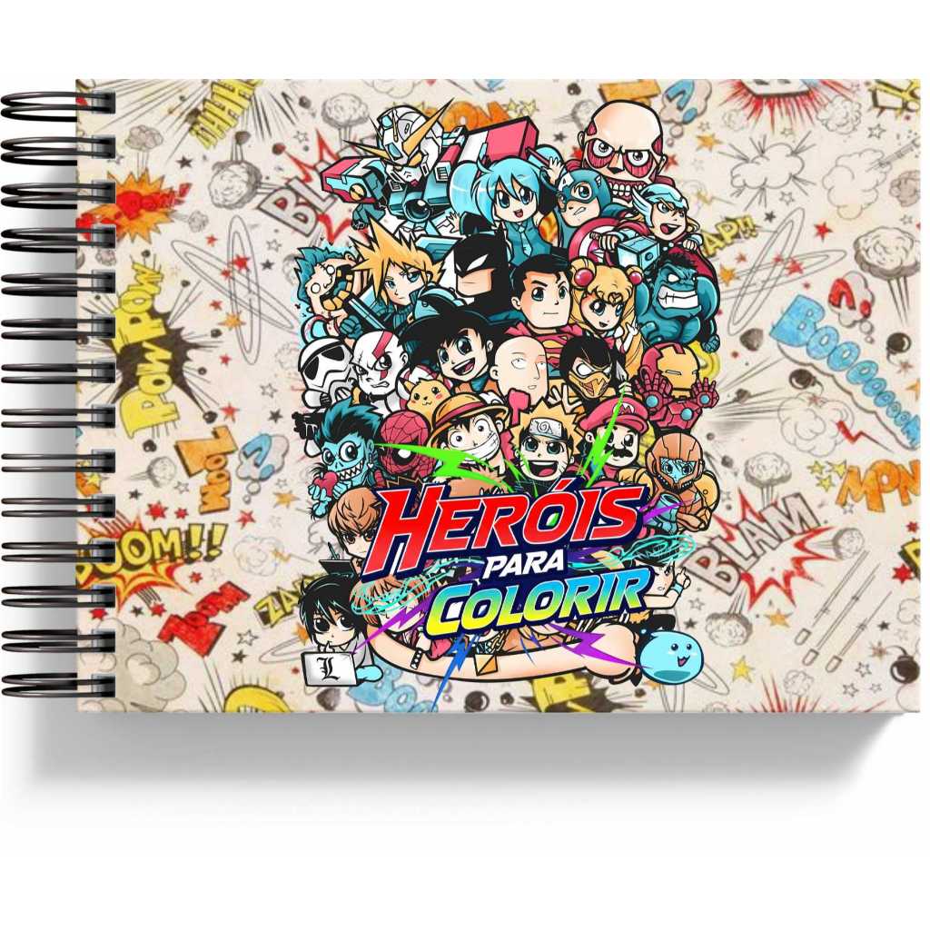 Livro de Colorir de Heróis 50 Folhas  Pintura Coloring Book Personalizado Super