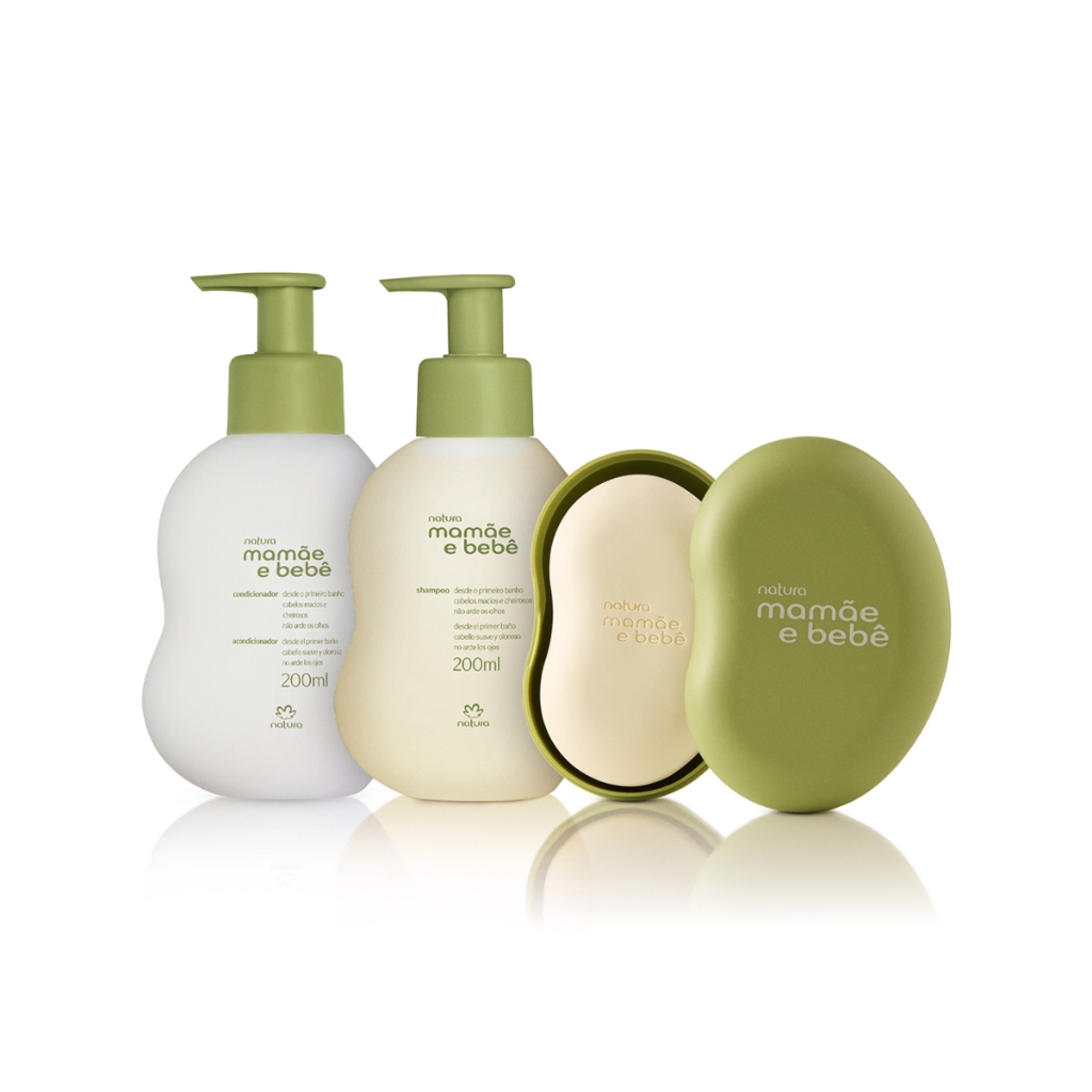 Kit Banho Mamãe e Bebê (shampoo + condicionador + sabonetes + saboneteira) - Natura