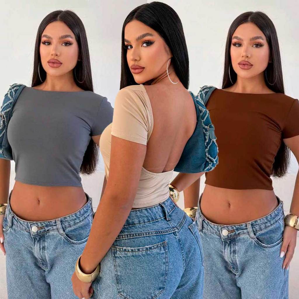 Cropped Manga Curta Academia: Onde Comprar | BuscaProdutos