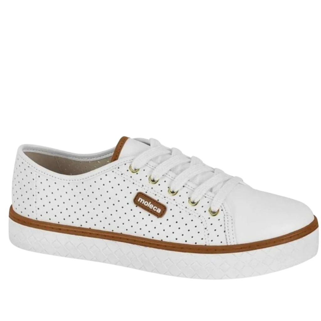 Tênis Feminino Moleca Confortável 5667.302 /5712.205 Branco/Preto/Nude em Oferta na Shopee