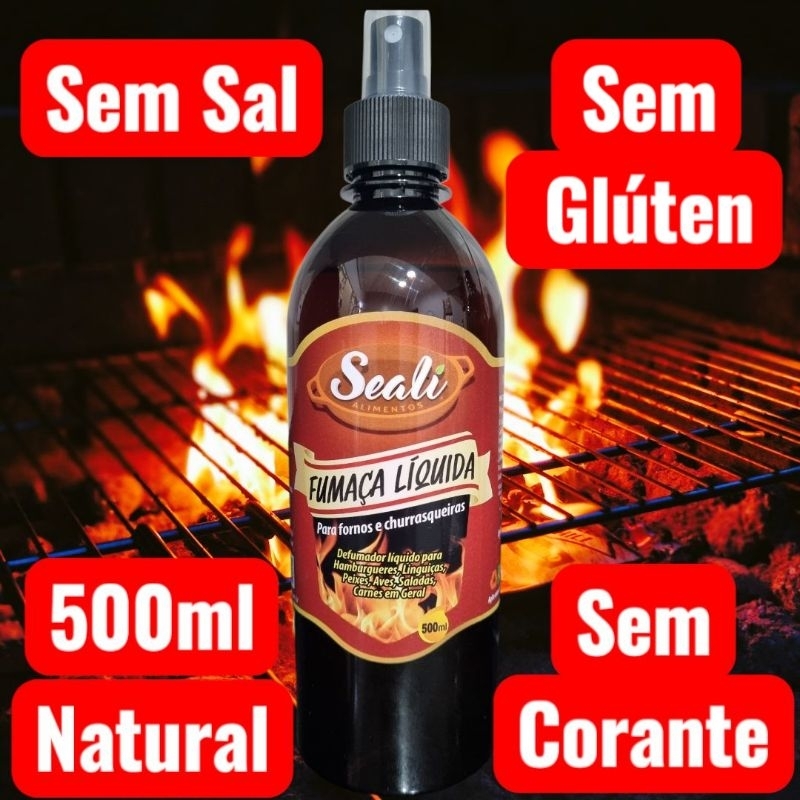 Fumaça Líquida 500ml spray, Sabor Defumado alimentos Queijos Pimentas Aves 500ml